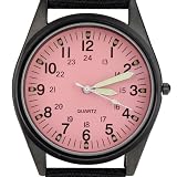 Orkina Black Case Pink Dial Nylon Canvas Strap Fashion Wrist Watch P104IP-BP