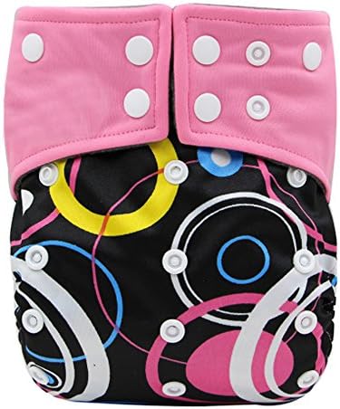 GreatGiving(TM) Charcoal Bamboo Lining Baby Cloth Diaper Nappy with Pocket + One 5-layer Charcoal Bamboo Diaper Insert with Snaps (circle print)