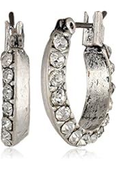 Kenneth Cole New York "Teal Petrol" Pave Small Hoop Earrings