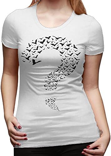 Women's Crew Neck Cotton Tshirts With Questionmark And Bat