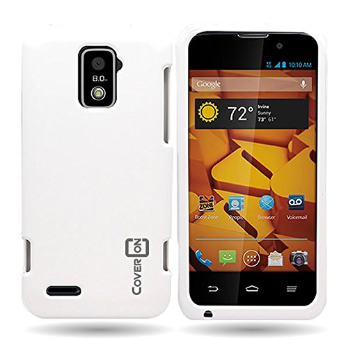 CoverON® Hard Rubberized Slim Case for ZTE Warp 4G LTE - with Cover Removal Pry Tool - White