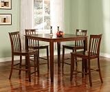 5pcs Contemporary Walnut Finish Counter Height Dining Room Set