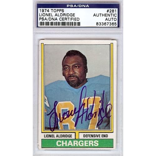 Lionel Aldridge Autographed 1974 Topps Card PSA/DNA 83367365 at Amazon
