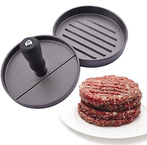 Hoptech Kitchen Hamburger Press Meat Patty Mold Maker (Silvery Grey-Aluminum)