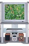 Modern Contemporary Silver Grey Finish Metal & Glass TV Stand