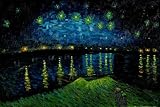 Art Reproduction Oil Painting - Van Gogh Paintings: Starry Night Over the Rhone - Large 24 X 36 - Hand Painted Canvas Art