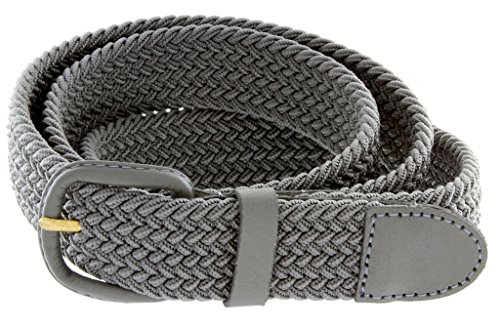 Braided Woven Elastic Stretch Belt With Matching Leather Covered Buckle (S(32