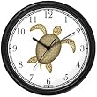 Brown Sea Turtle or Tortoise with Fancy Shell Design - JP Wall Clock by WatchBuddy Timepieces (Slate Blue Frame)