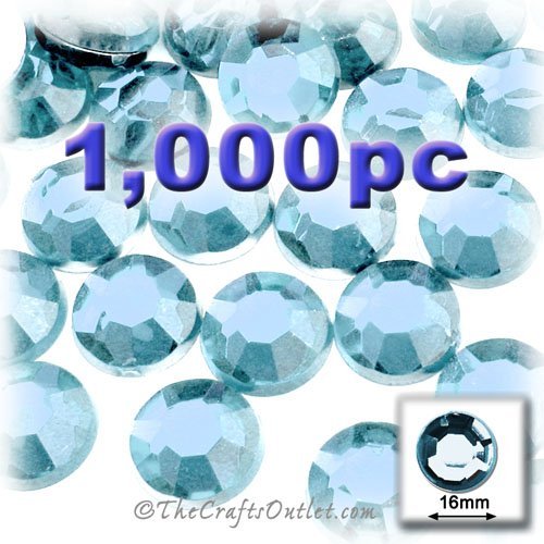 1,000pc Rhinestones Round 16mm - flatback Light Blue LBL
