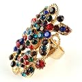 Retro Vintage Multi Crystal Flower Rhinestone Adjustable Cocktail Party Ring