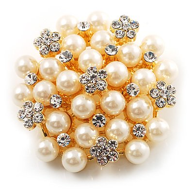 Ivory Glass Pearl Corsage Brooch