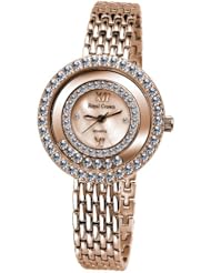 Gemorie Women Fashion Round Shape Cubic Zirconia Watch with Steel Band in Rose Gold Plating (129003-RG)
