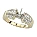 14K Yellow Gold 1/2 ct. Round and Baguette Cut Diamond Semi Mount Engagement Ring