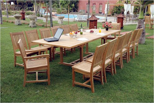 Teak Outdoor Patio Dining Set, 15 pieces
