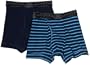 Levi's  Men's 2 Pack Knit Boxer Brief,Blue And Blue Stripe,Large