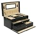 Jewelry Box Genuine Leather Black Extra Large With Travel Case by Tech Swiss