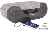 Sony Portable Digital Tuner AM/FM Radio Tape Cassette Recorder & CD Player Mega Bass Reflex Stereo Sound System with Program, Shuffle, Repeat, 20 Track RMS Programming, 30 Presets, LCD Display, Auto Scan Tuning, Audio in Jack & 6ft Aux Cable to Connect any iPod, iPhone or MP3 Digital Audio Player