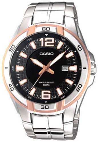 Casio Men's MTP1305D-1AV Silver Stainless-Steel Quartz Watch with Black Dial