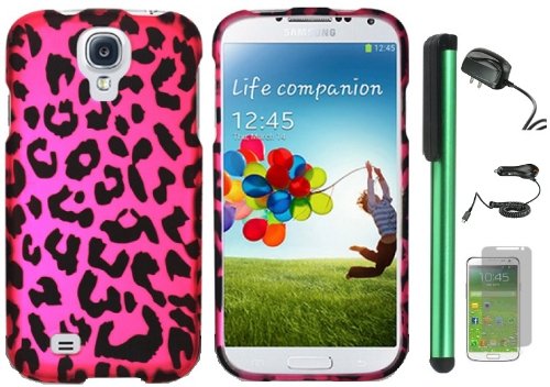 Samsung Galaxy S4 i9500 Combination - Premium Attractive Design Protector Hard Cover Case / Travel (Wall) Charger & Car Charger / Screen Protector Film / 1 of New Assorted Color Metal Stylus Touch Screen Pen (Pink Black Leopard) Samsung Galaxy S4 i9500 Combination - Premium Attractive Design Protector Hard Cover Case / Travel (Wall) Charger & Car Charger / Screen Protector Film / 1 of New Assorted Color Metal Stylus Touch Screen Pen (Pink Black Leopard)