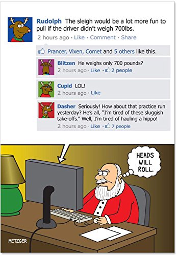 NobleWorks ''Heads Will Roll'' Funny Blank Merry Christmas Greeting Card, 5'' x 7'' (1532)