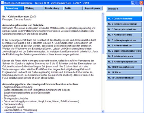 Schüsslersalze Software Repertorium Bio2010