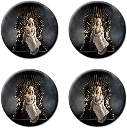 Game of Thrones Custom Design Round Coaster (4 Piece) Set Fabric Cup Mug Can Water Bottle Drink Coasters Stain Resistance Collector Kit Kitchen Table Top Desk