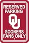 NCAA Oklahoma Sooners 12-by-18 inch Plastic Parking Sign