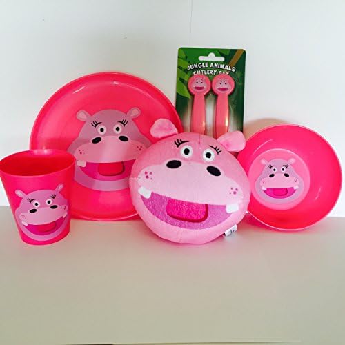 Jungle Animals Dinnerware Set - Hippo/Pink