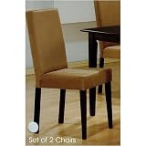 Set of 2 Brown Microfiber Parsons Dining Chairs