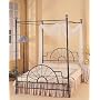 Queen Size Metal Headboard and Footboard with Canopy in Black Finish