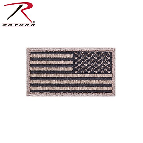 Rothco Reverse Us Flag Patch with Hook Back, Khaki/Black