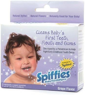 Spiffies Individually Wrapped Toothwipes Towelettes, Natural Grape Flavor 20 Ea (6 Pack)