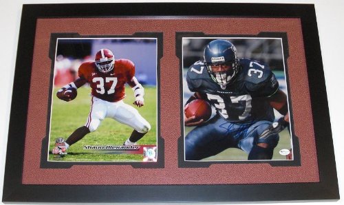 Shaun Alexander Autographed Seattle Seahawks 8x10 photo - custom framed with an Alabama Crimson Tide Photo