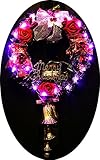 特注品！クリスマスリース ローズ ピンクストリングライト付 音と光で彩る ゴージャス LED メロディ クリスマスキャロル
