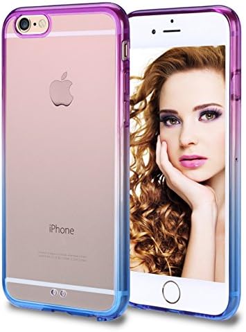 iPhone 6 Plus Case, iPhone 6S Plus Case, JIT Shop® Soft TPU Case For iPhone 6/6S Plus (5.5Inch) -- Gradient Color Rainbow Bicolor Series [Purple+Blue]