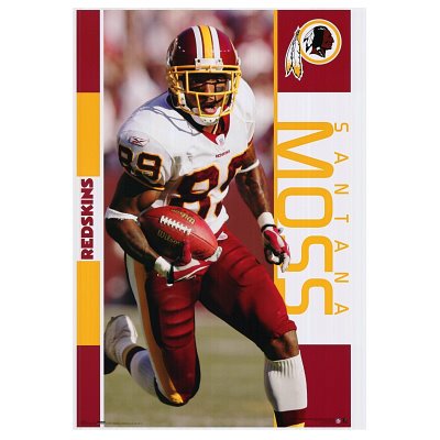 Washington Redskins (Santana Moss) Sports Poster Print - 24x36 custom fit with RichAndFramous Black 24 inch Poster Hangers