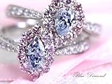 天然ブルーダイヤモンドリング 0.45ct FANCY BLUE/VVS1 プラチナ950 ピンクダイヤモンド 9.5号