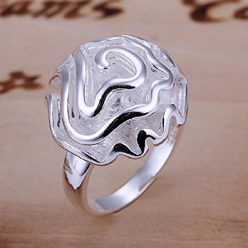 CY-Buity Silversmith 925 Silver Plated 3D Rose Open Ring 10 Size