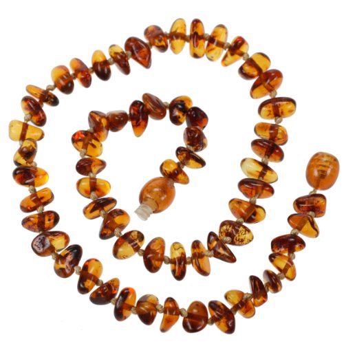 Genuine Baltic Amber Teething Necklace for Baby - Cognac Beads