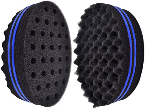 New Professional Double Sided Hair Sponge used to Curl and Twist, Barber Recommended, Long Lasting, and More Durable (Blue)