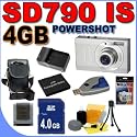 Canon Powershot SD790 IS (2554B001) 10.0MP 3x Optical Zoom Digital Camera BigVALUEInc Accessory Saver 4GB NB5L Battery Bundle + MORE