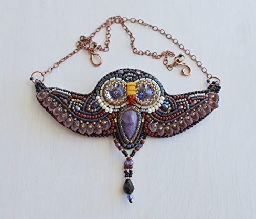 Flying Owl Statement Necklace Natural gemstone