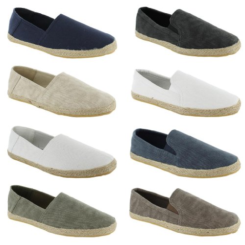 New Mens Canvas Plimsolls Slip On Plims Espadrilles Trainers Shoes Size UK 7-12, Brown, UK 11
