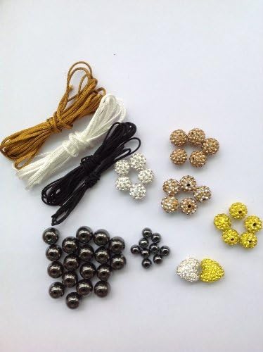 DUMAN DIY Jewelry Making Starter Kit Shamballa Crystal Beads Whie Yellwo,onyx agate Bead, Black White Brown Cord