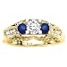 3 Diamond Bridal Engagement Ring 5/8 ct. Diamond with 5/8 ct. Sapphire in 14K Yellow Gold