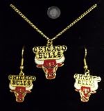 Chicago Bulls NBA Pendant w/chain & Earring Gift Set