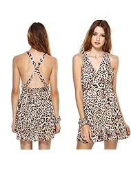 Sexy Polyester Backless Leopard Print Party Dress 