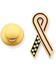 14k Red, White & Blue Enameled Awareness Ribbon Pin