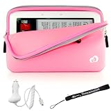 Barnes & Noble Nook E-Reader Kroo Protective Durable Glove Sleeve Case with extra pocket + Includes a 4-Inch eBigvalue Determination Hand Strap + Easy Travel Car Charger