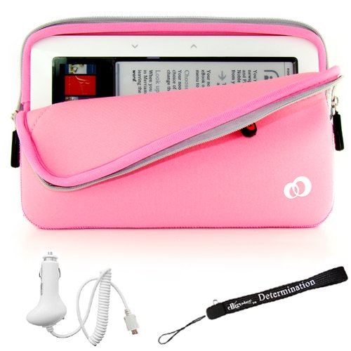 Kroo Nook Electronic Book Reader Slim Glove Sleeve Case with extra pocket + Includes a 4-Inch eBigvalue Determination Hand Strap + Easy Travel Car Charger Image Kroo Nook Electronic Book Reader Slim Glove Sleeve Case with extra pocket + Includes a 4-Inch eBigvalue Determination Hand Strap + Easy Travel Car Charger